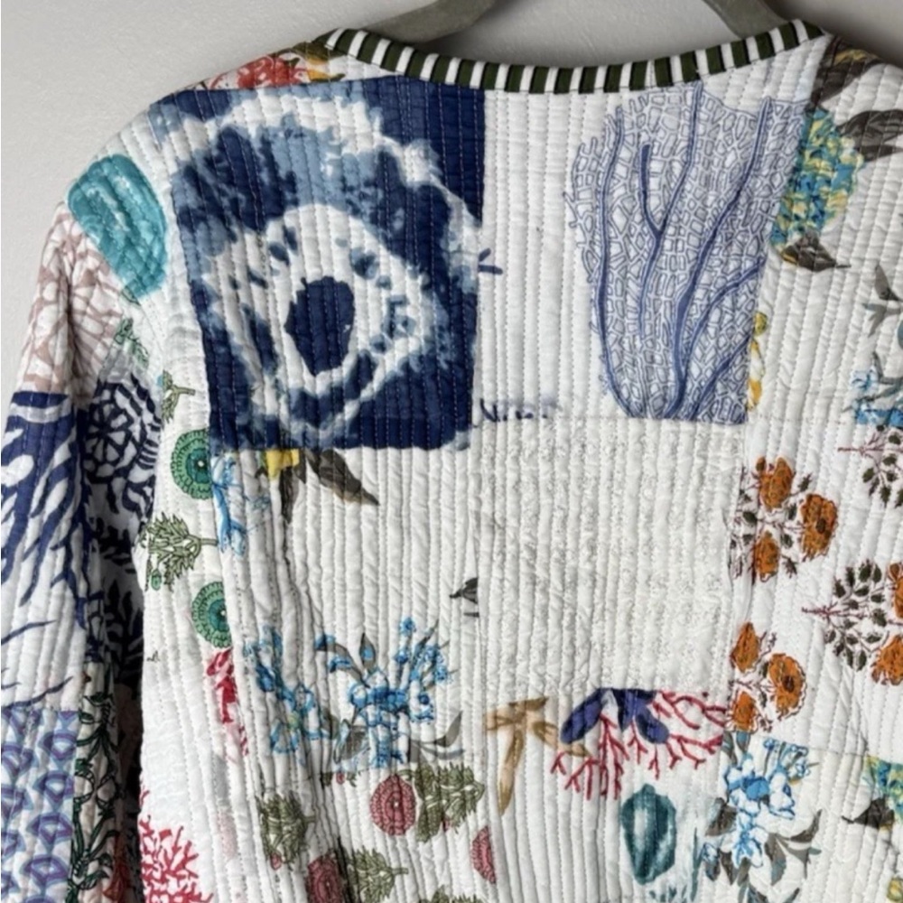 Patchwork Quilted Jacket Size Medium Button Front… - image 4